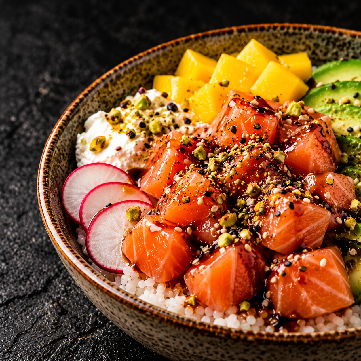 Bowl poke al salmone e mango